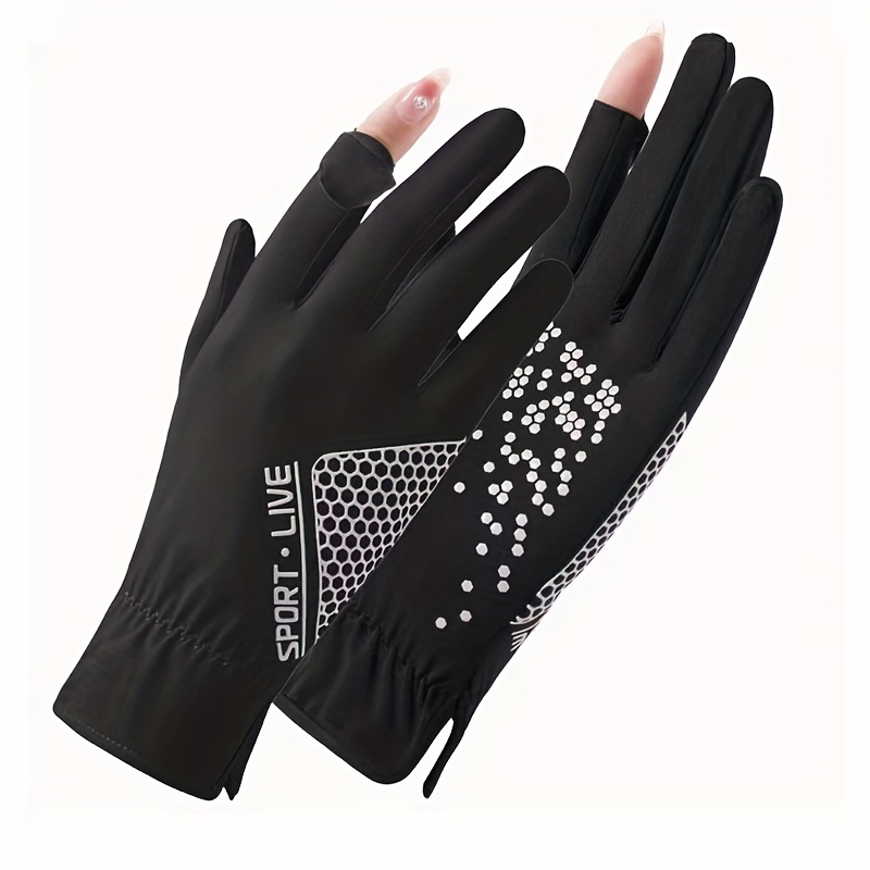 Flip Sunscreen Gloves Solid Color Elastic Sports Riding - Temu