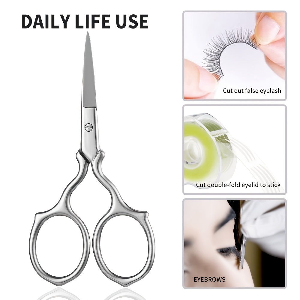 Small Scissors Stainless Steel Trimmer Scissors Sharp Eyebrow Tools For  Women Eyelash Hair Trimmer Men Beard Nose Hair Grooming Scissors - Temu