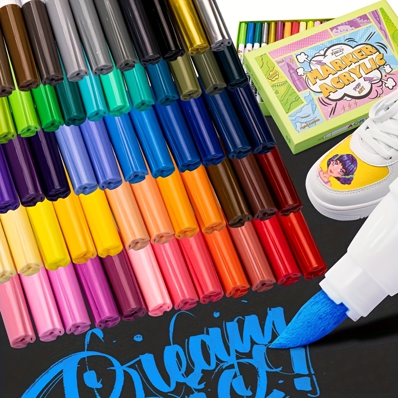 12-36 Color Acrylic Marker Set Pen Color Diy Ceramic Children Graffiti  Painting Pigment Pen 4mm Nib Artistic Creation Kid Gift