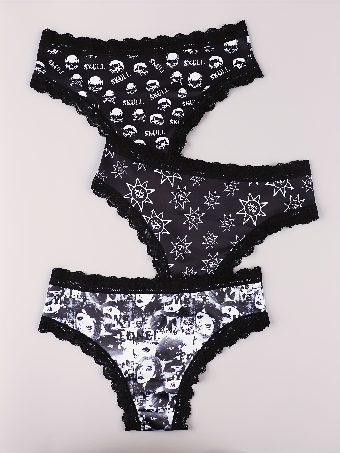 3-pack lace-trimmed bikini briefs - Black - Ladies
