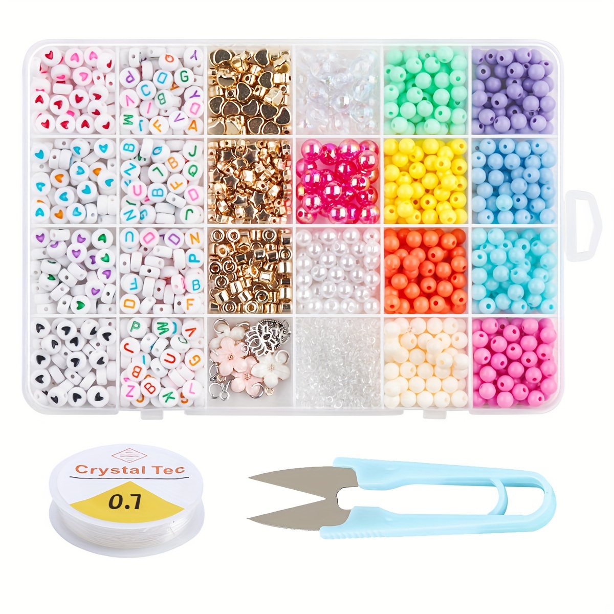 500 cuentas de letras de plástico, cuentas coloridas con agujero,  accesorios de bricolaje para hacer pulseras, collares, joyas : Arte y  Manualidades 