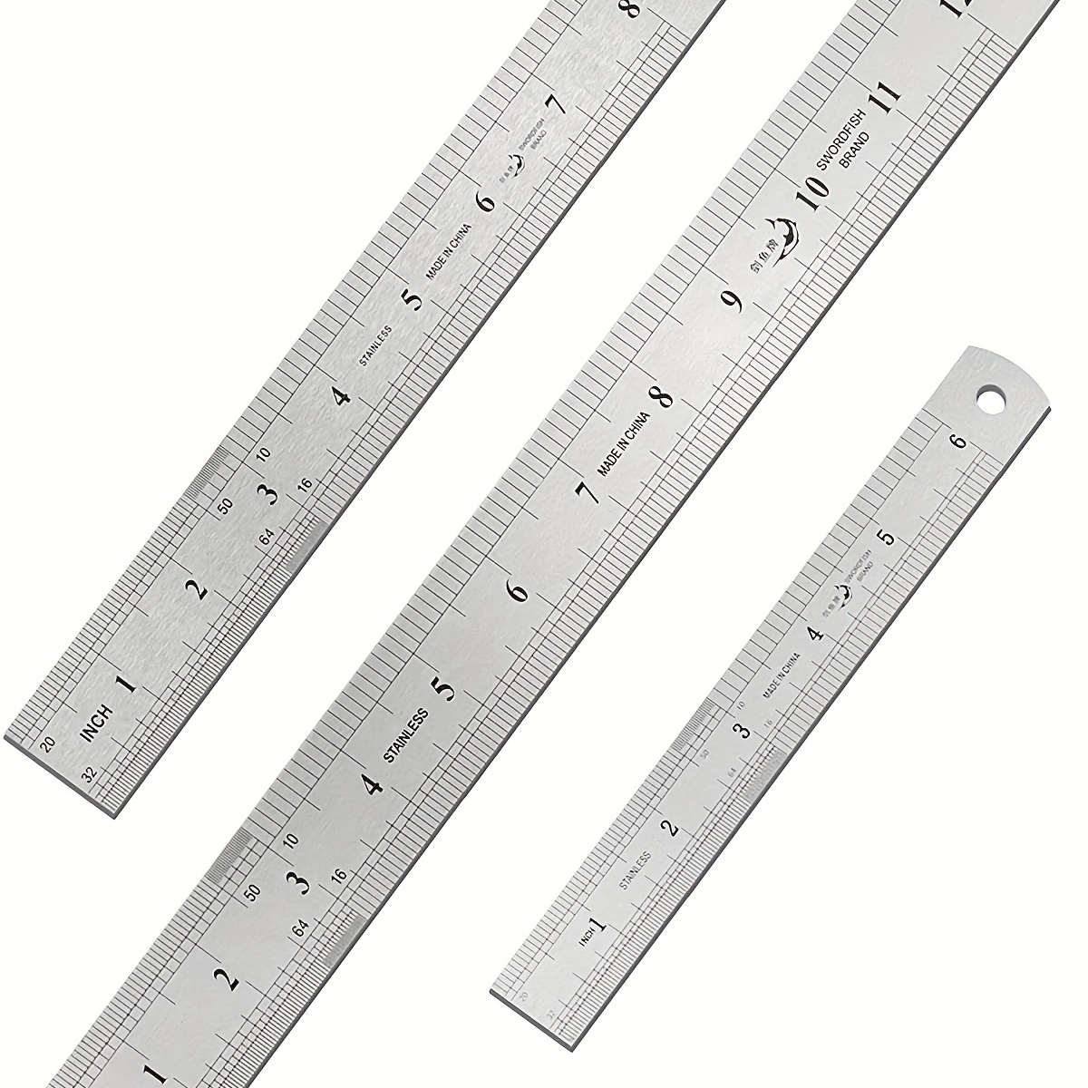 Metal Ruler:[6+12+18 Inch] Stainless Steel Metal Ruler With Cork Backing  Non-slip Rulers With Inch And Centimeters Metal Ruler 6 Inch 12 Inch 18inch  D