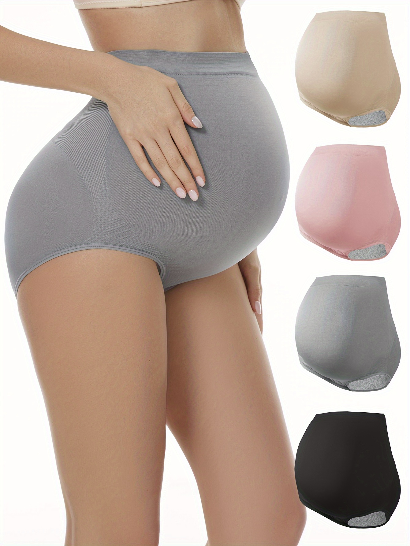 Women's Maternity Solid Underwear Belly Support Boxer Briefs - Temu Canada