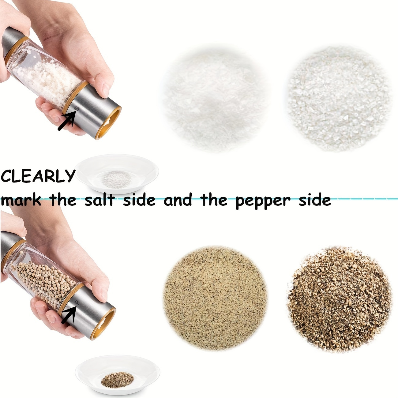 Adjustable 2-in-1 Salt And Pepper Grinder - Refillable And