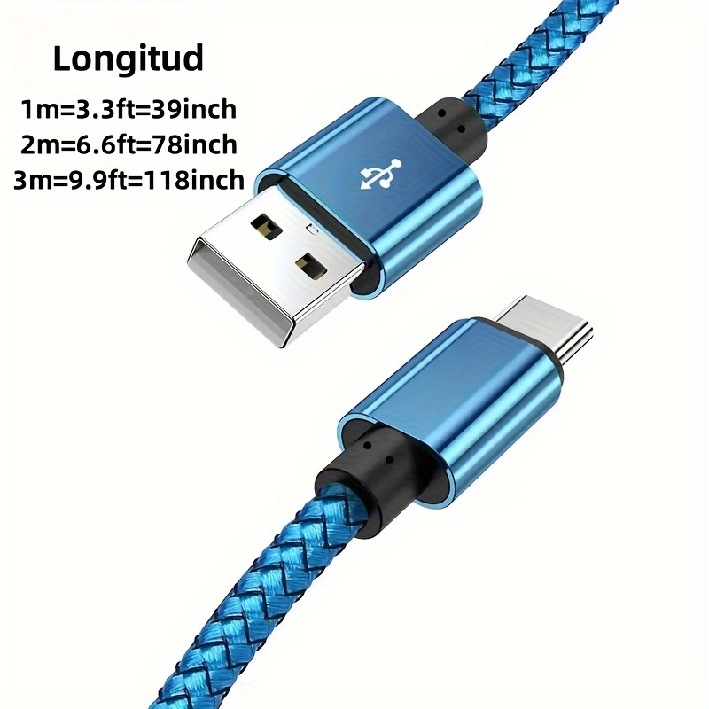 Cable USB-A a USB Tipo-C, longitud cable: 1 m. Carga Rápida (Hasta