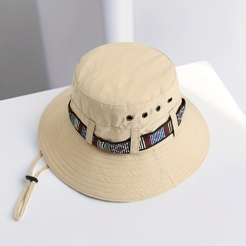 Unisex Drawstring Decor Outdoor Fisherman Hat Summer Sun