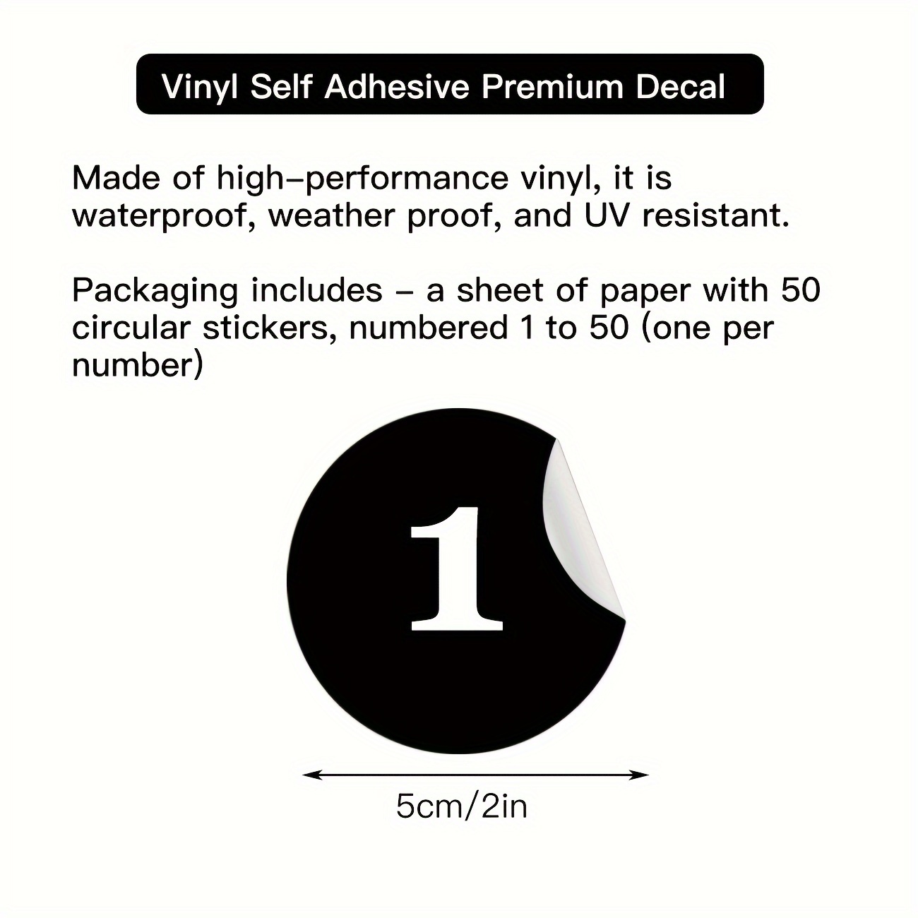  10 Sheets 1 to 50 Number Stickers Vinyl Consecutive Number  Stickers Self Adhesive Decal for Indoor and Outdoor Waterproof Labels Number  Inventory Stickers for Inventory Classification(Black,1 Inch) : Office  Products