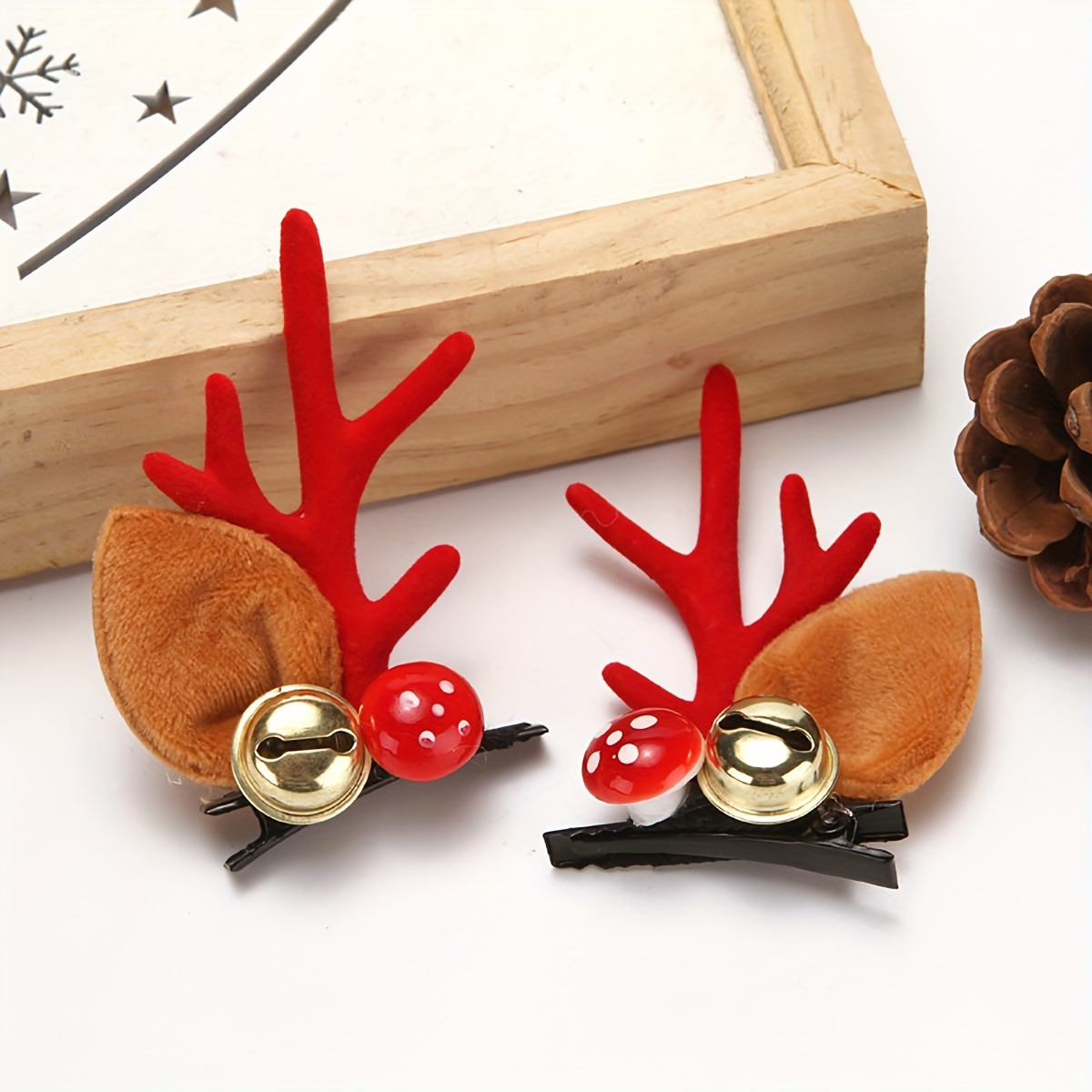 2pcs Christmas Hair Clip Cute Reindeer Antlers Hair Clips, Bobby Pins, Hairpins Christmas Hair Accessories for Girls Women,Bows,Temu