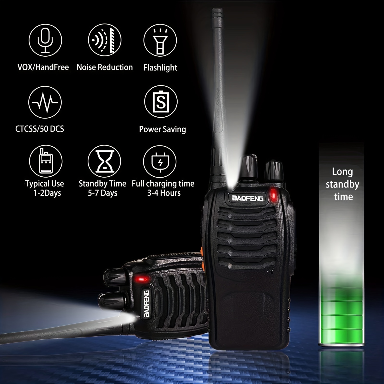 Baofeng Bf-888s Two Way Radio Portable Walkie Talkie With Led Flashlight  And Headphones For Outdoor Adventures Temu