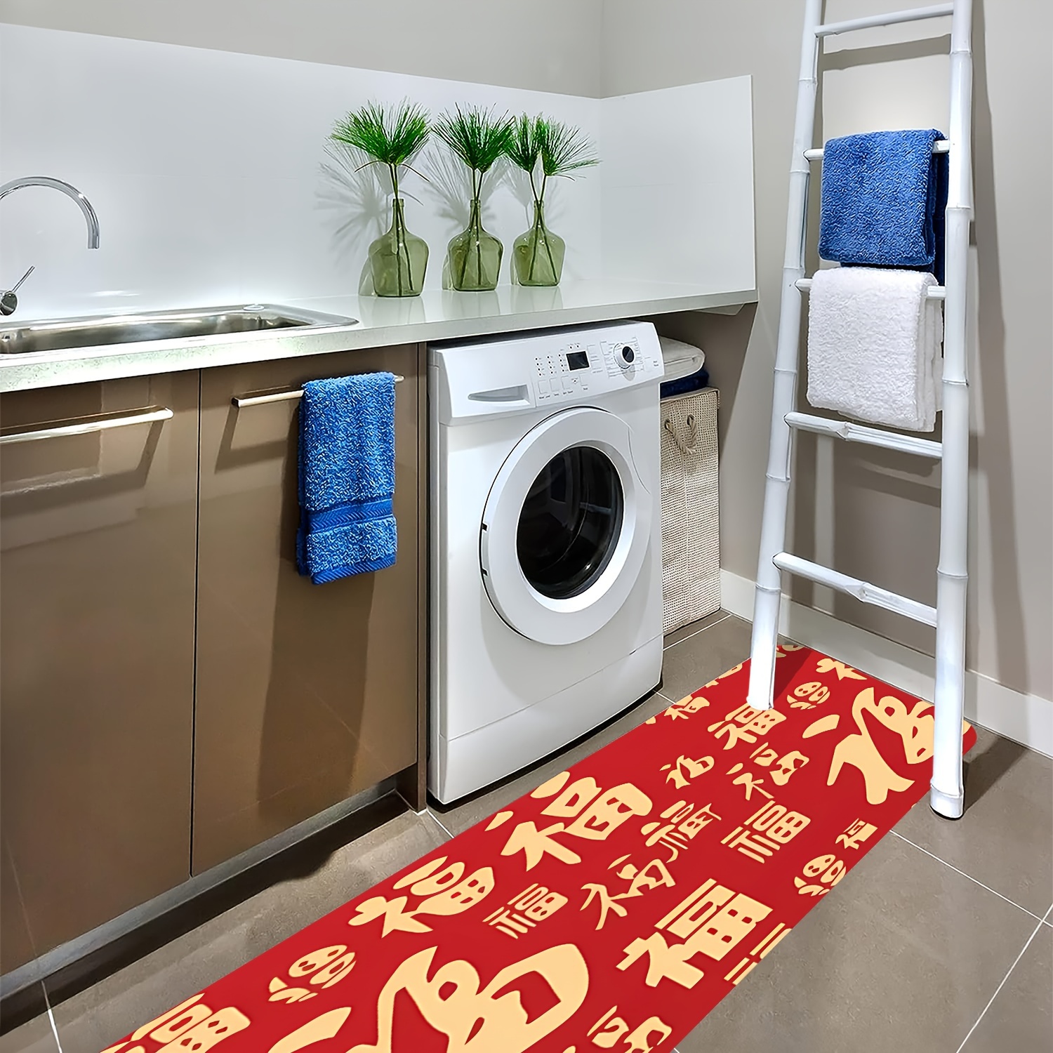 2024 Spring Festival Bathroom Rug, Non Slip Standing Floor Mat