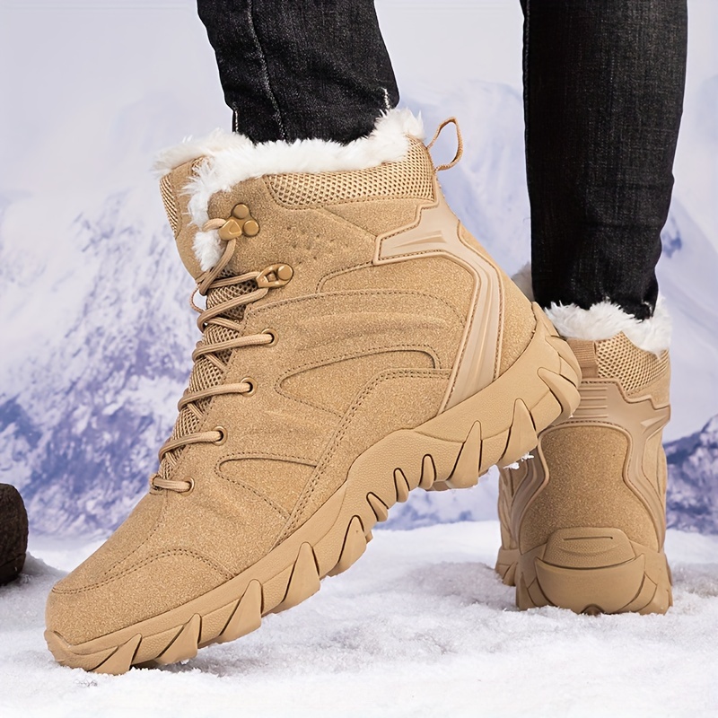 Mens Slip Resistant Snow Boots Winter Thermal Shoes Windproof Outdoor  Hiking Boots With Faux Fur Lining - Men's Shoes - Temu