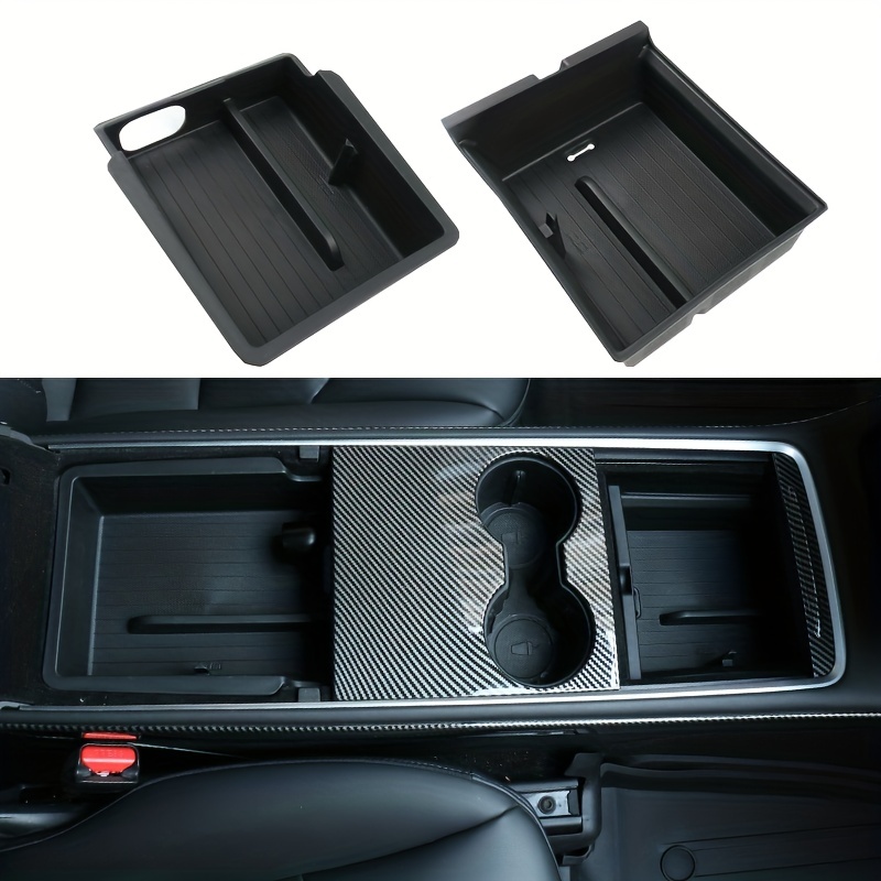 2pack/set Center Console Organizer Tray With Sunglasses Bracket For  2021-2022 2023 Model 3/Y TPE Armrest Drawer Storage Box Interior Accessories