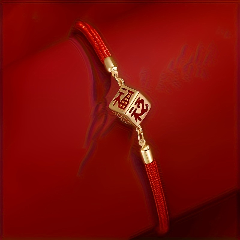 Bracelet Porte Bonheur en corde tressé rouge