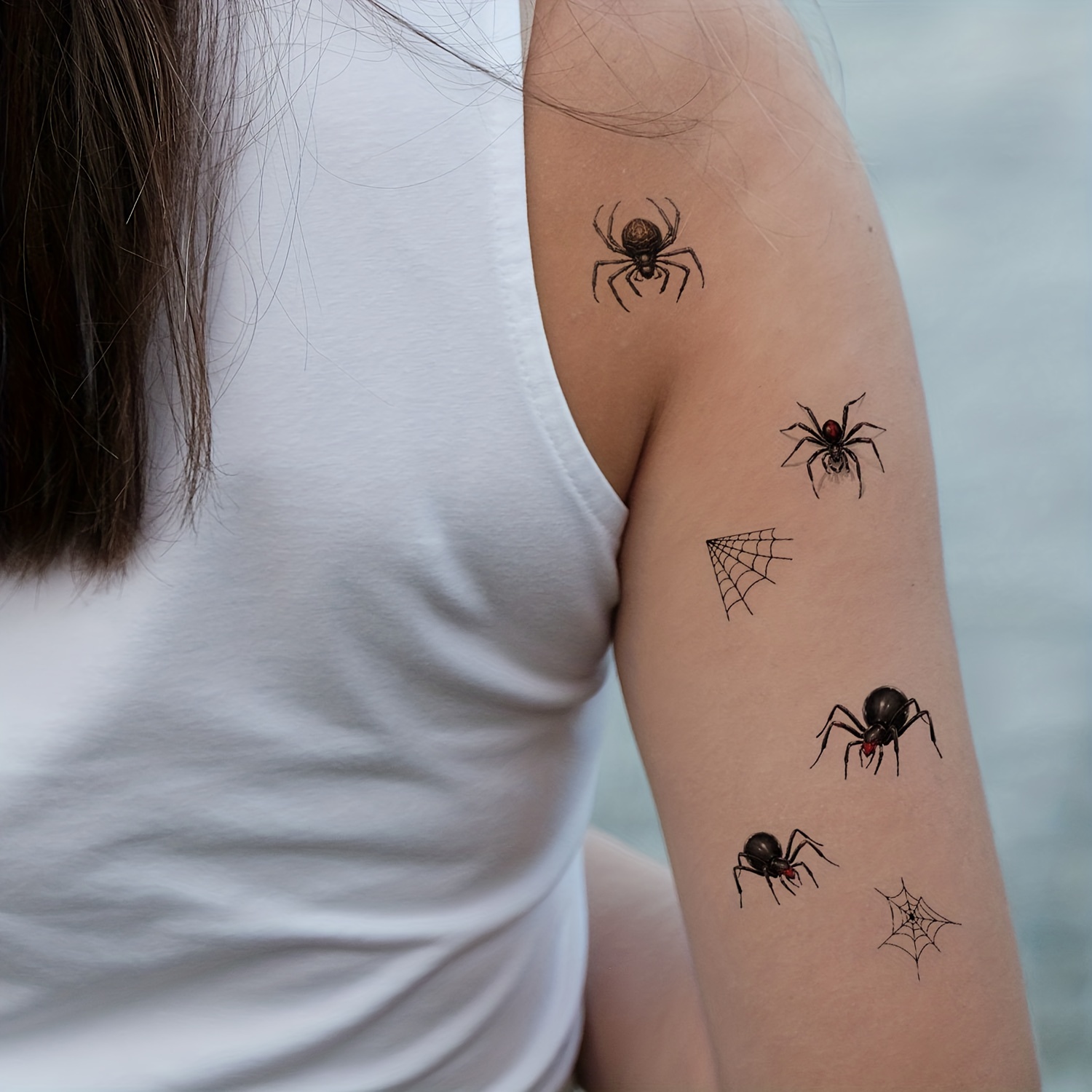 Realistic Black Halloween Spider Halloween Fake Tattoos For Kids DIY Small  Stickers With Scarecrow And Skull Design 230926 From Bian04, $2.94