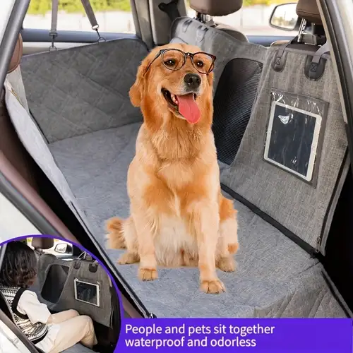  Protector de asiento de coche para perro, 100% impermeable, a  prueba de arañazos, antideslizante, hamaca con ventana de malla, solapas  laterales y cinturón de seguridad para perros, para automóviles, SUV y