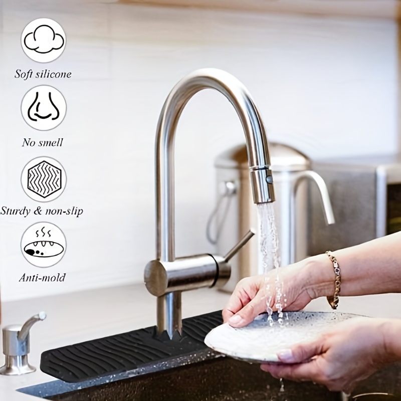1pc Kitchen Faucet Sink Splash Guard, Silicone Faucet Water