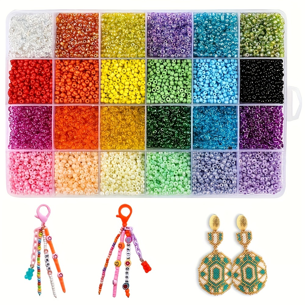 12000pcs Glass Seed Beads For Jewelry Making Kit 24 Colors Loose
