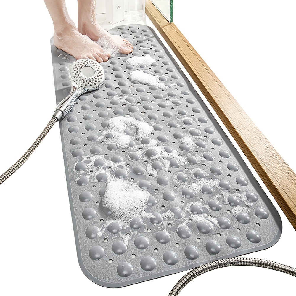 Tapis de douche rectangulaire antidérapant avec masseur de pieds en silicone.