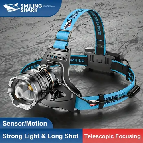 Lächelnde Shark P100 Led Hochleistungs-superhelle Stirnlampe Mit  Teleskopischer Fokussierung Für Den Außenbereich - Sport & Freizeit - Temu  Germany