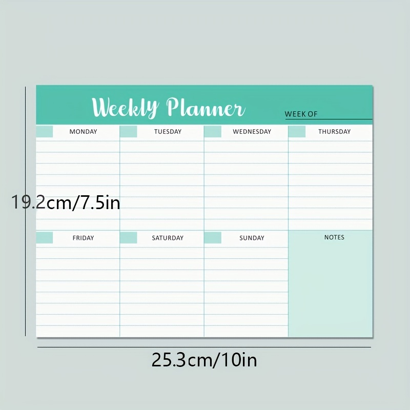 1pc Weekly Planner Notepad 9.5*7.5 In Daily Weekly Agenda 52 Sheets Notepad  Organizer With Space For Daily Schedule, To Do List And Habit Tracker