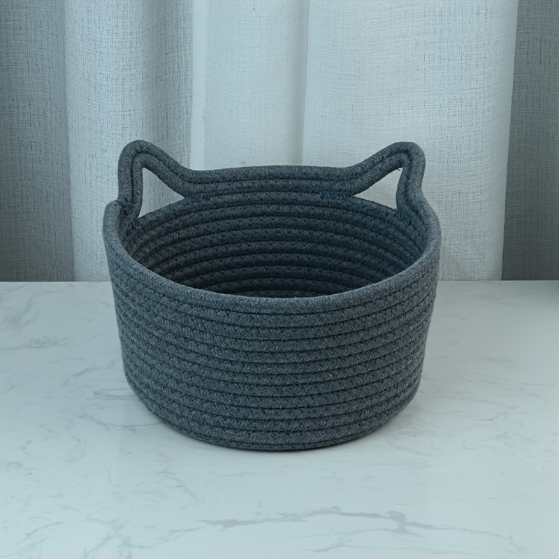 Cat Ears Decor Storage Basket Decorative Woven Storage - Temu
