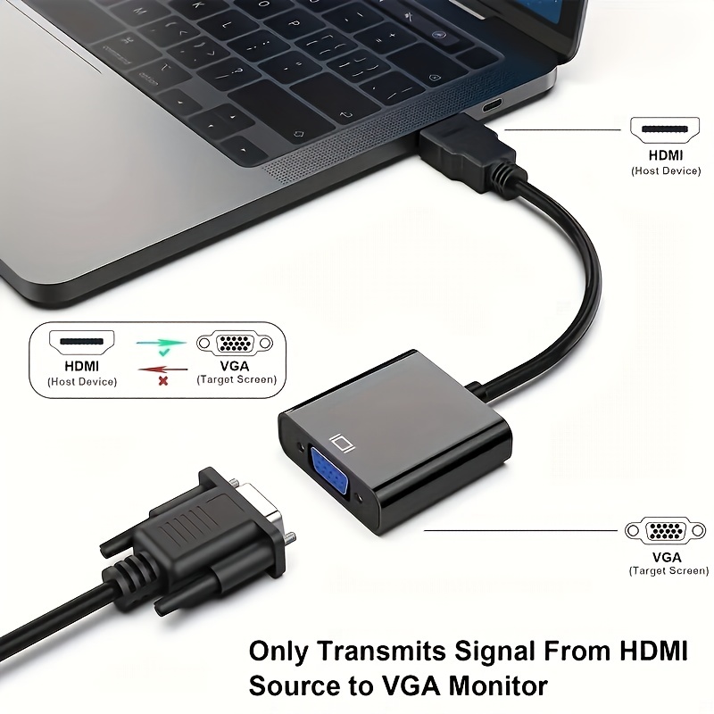 HDMI to VGA Adapter, HDMI-VGA 1080P Converter with 3.5mm Audio Jack and USB  Power Supply for HDMI Laptop, PC, PS4, Blue Ray Player, Raspberry Pi, Xbox