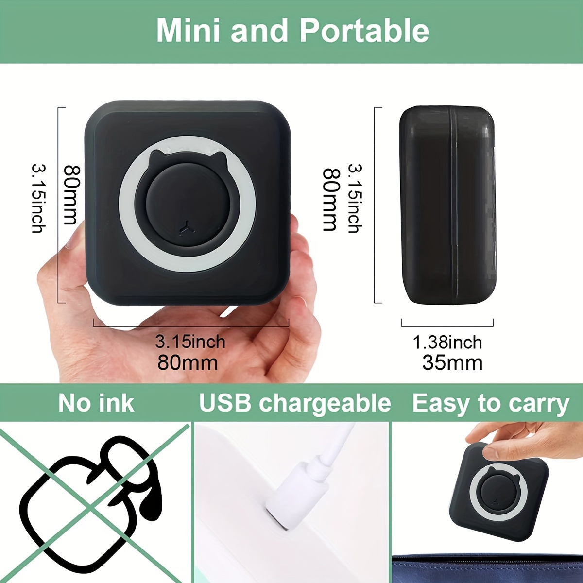 Mini Pocket Printer, Imprimante Thermique Sans Fil BT Pour Photos Reçus  Notes Mémo Étiquette Portable Imprimante Cadeau Sans Encre - Temu Belgium