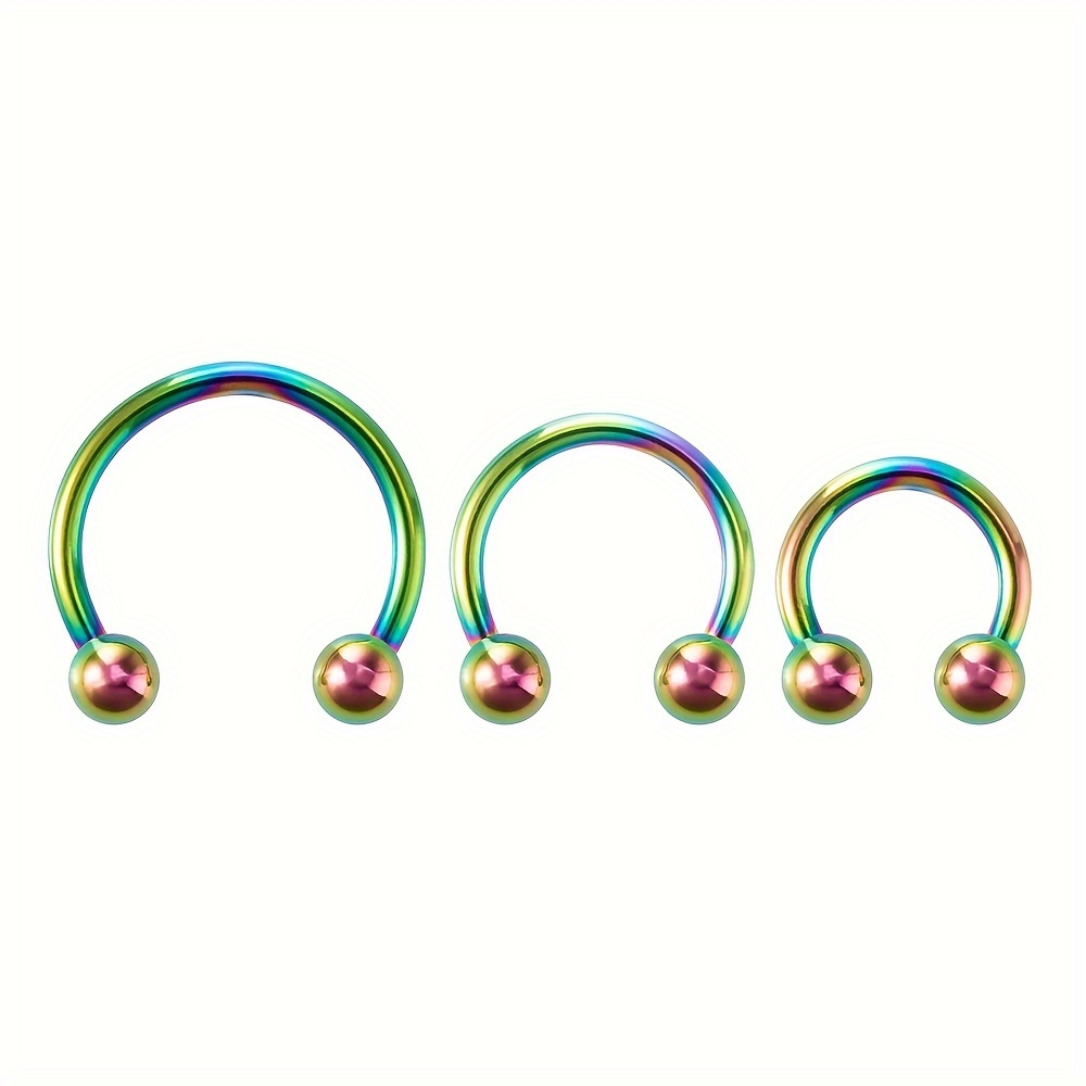 12pcs Gothic Punk Stainless Steel Hoop Earrings 16G