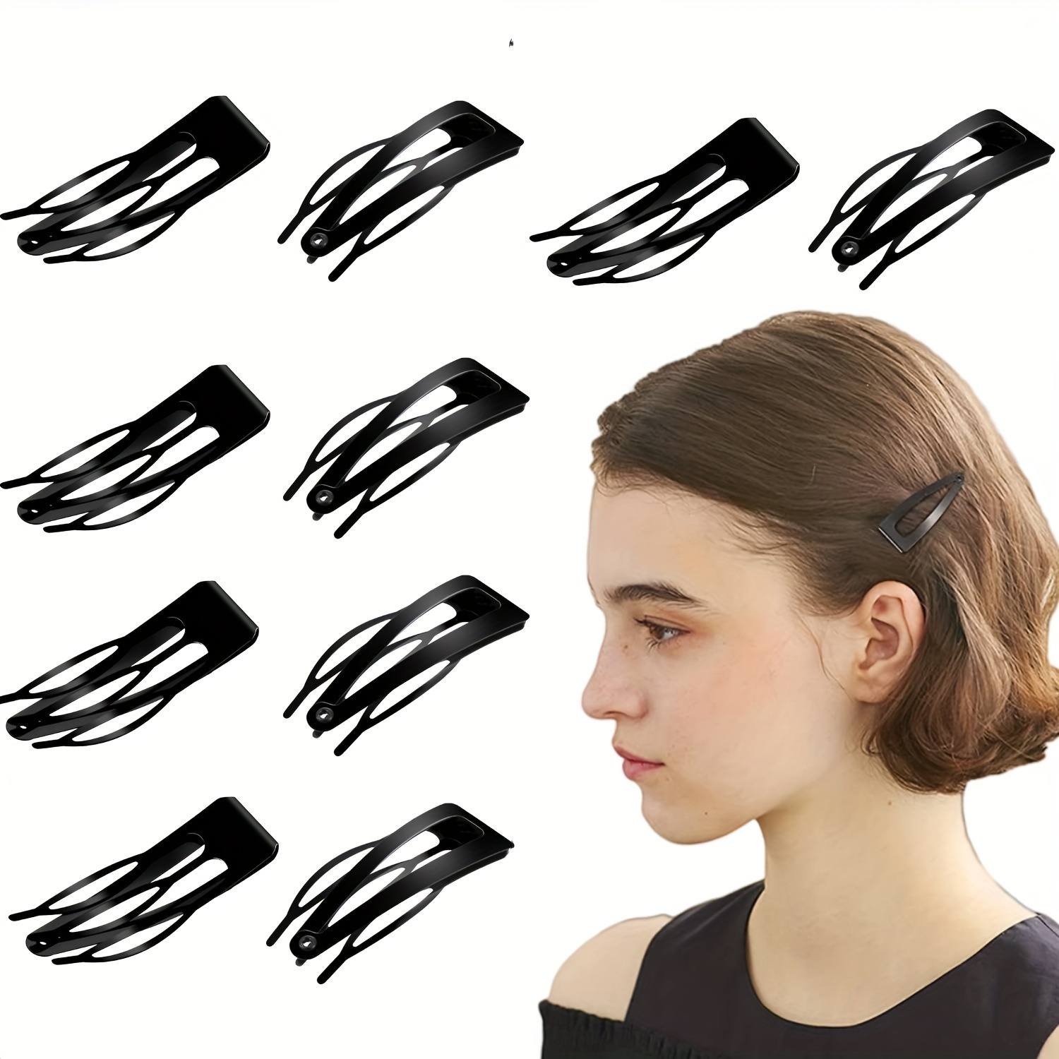 50pcs Black Metal Snap Hair Clips, Bobby Pins, Hairpins Non-Slip Hair Barrettes Hair for Girls, Women, Teens,Hair Products,Temu