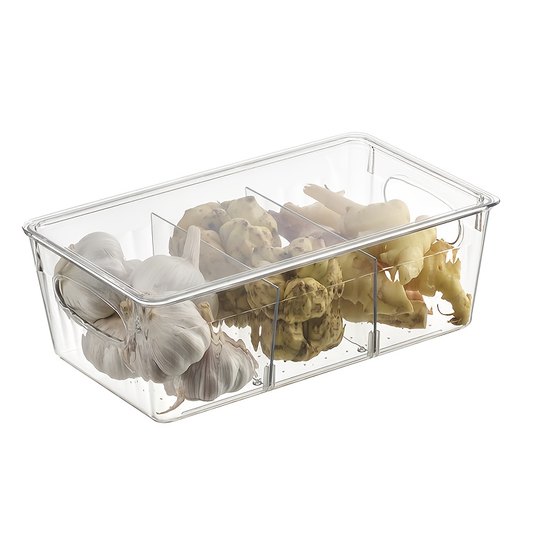 Stackable Refrigerator Organizer Bin With Removable Partitions