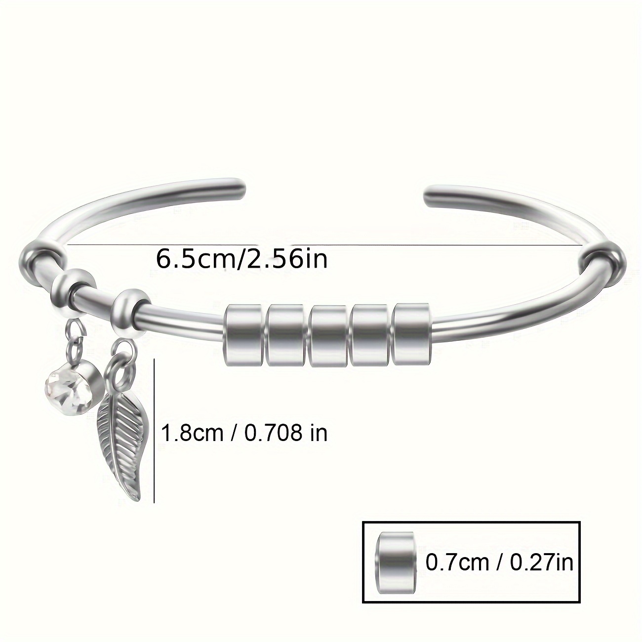 Leaf Shaped Stainless Steel Cuff Bangle with Names
