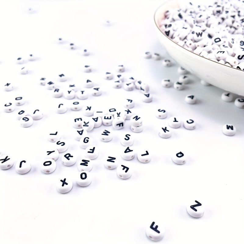 White Round Letter Beads Acrylic Love Heart And Alphabet - Temu