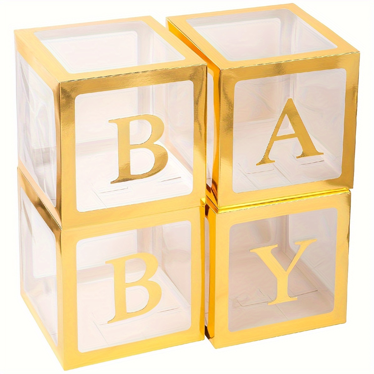 Set Cajas Bebé Letras Baby Shower Caja Bloque Transparente - Temu