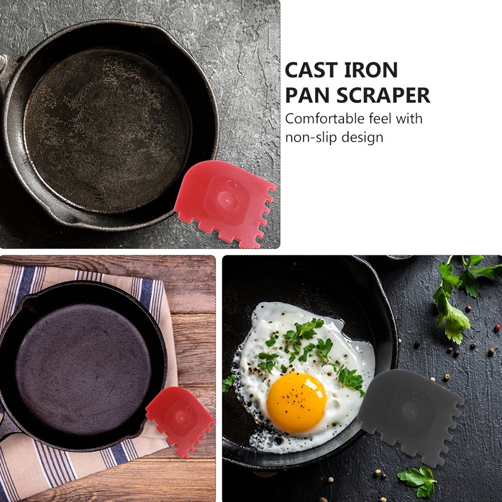 2pcs Silicone Grill Pan Scrapers Lodge Cast Iron Skillets Frying Pan  Cleaner Pc Scraper Cast Iron Pot Cleaning Scraper Kitchen