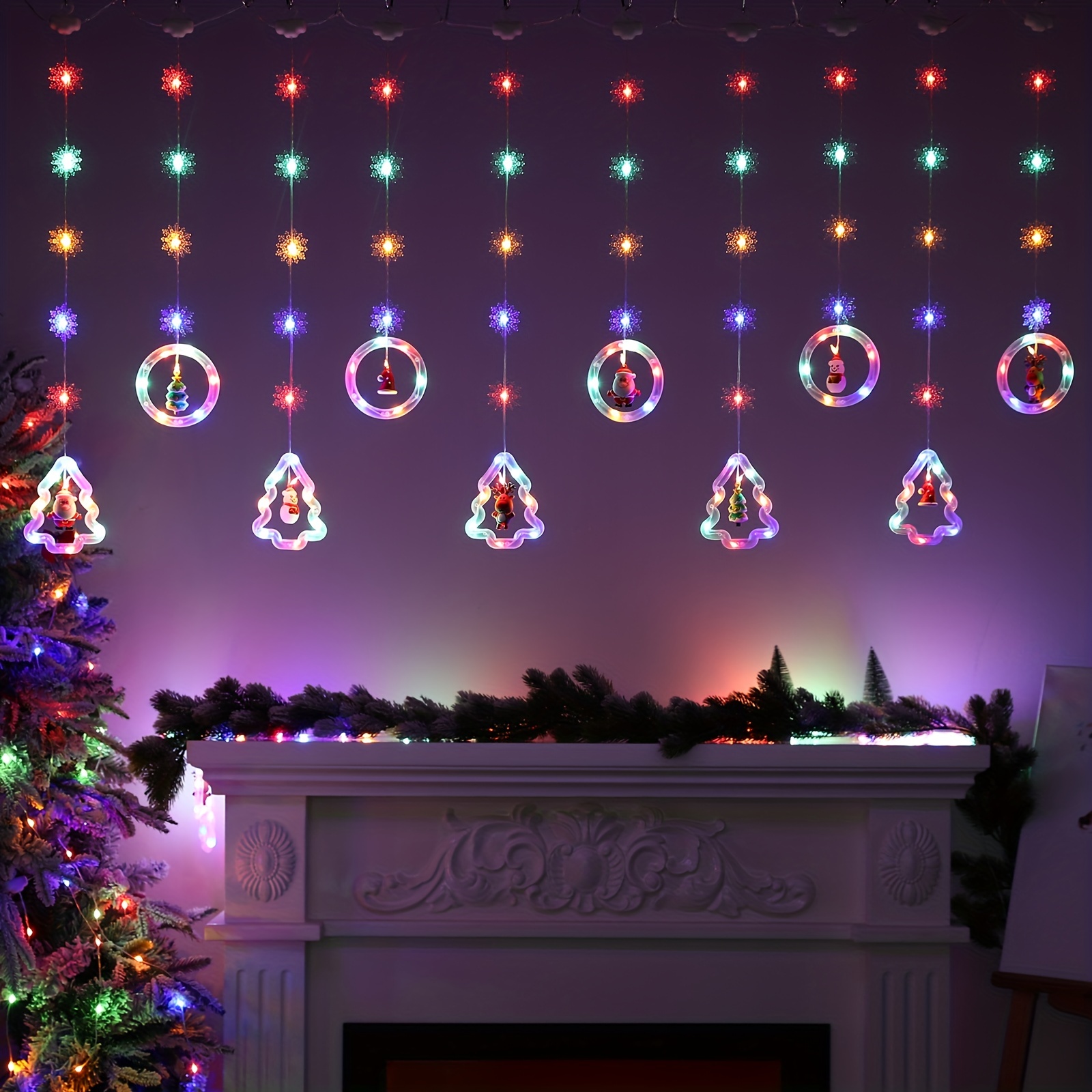 TOPJOWGA Fenêtre Noël Lumière, Guirlande Lumineuse Fenêtre Noël Decoration,  Lumières de Noël Decoration, Lumières de Noël Suspendues 3D avec Ventouse