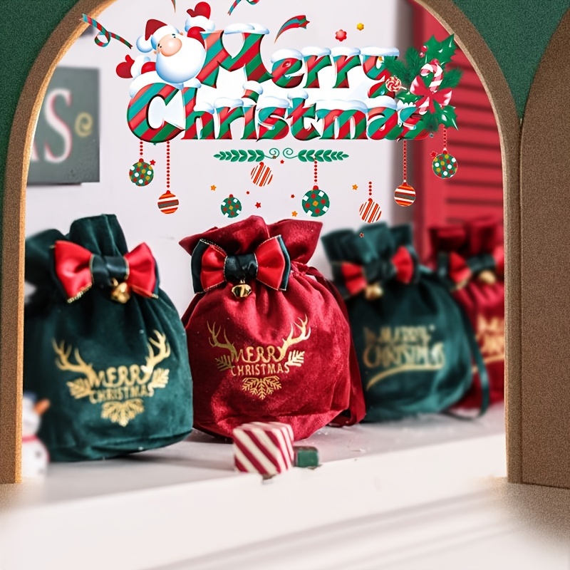 Nouveau cadeau vert-23-5pcs Nouvel An 2024 Christmas Candymaging Panta Gift  Sac Gift Sac en plastique décorations de Noël pour la