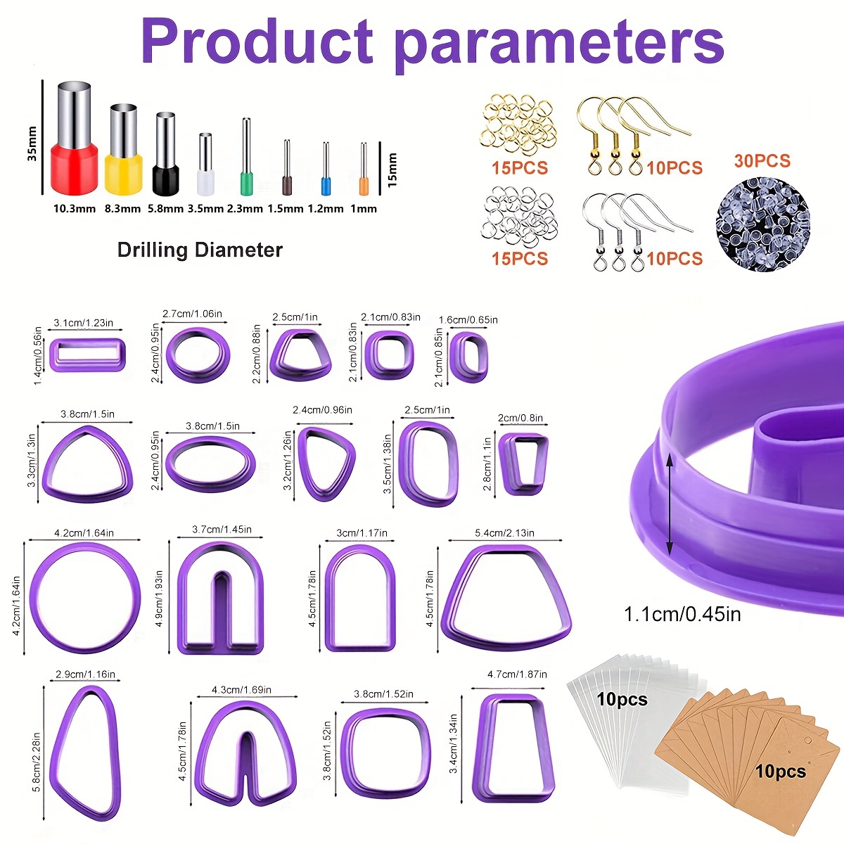 2 Perfect Shapes Geometric Polymer Clay Cutters For Earrings