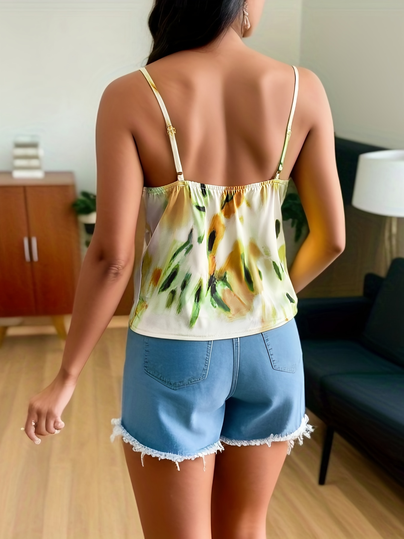 Summer Sexy Backless Crop Cami Top Cowl Neck Sleeveless Tie Back