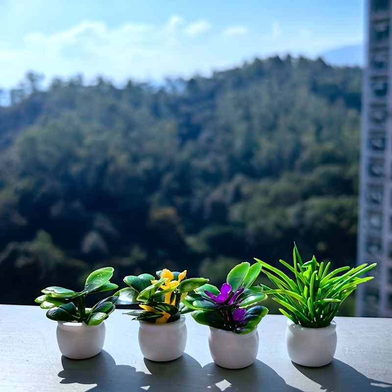 4pcs Casa De Muñecas Plantas En Maceta Artificiales En Miniatura Estatua De  Planta Pequeña Bonsai Casa De Muñecas Mini Planta En Maceta Maceta De Flor