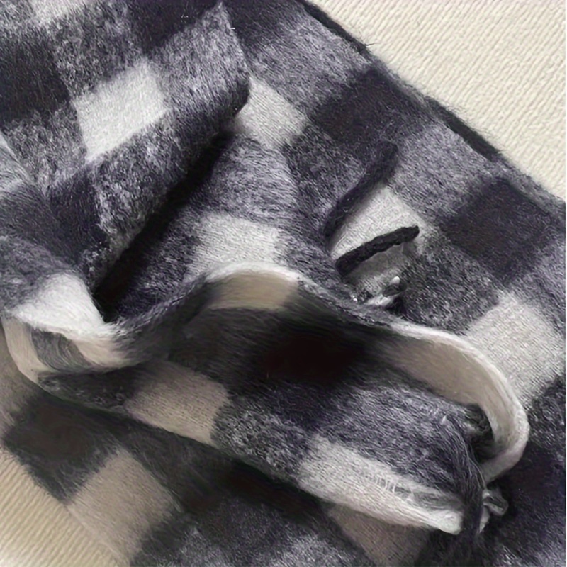 Elegant Grid Color Block Chunky Scarf Stylish Thick Warm - Temu