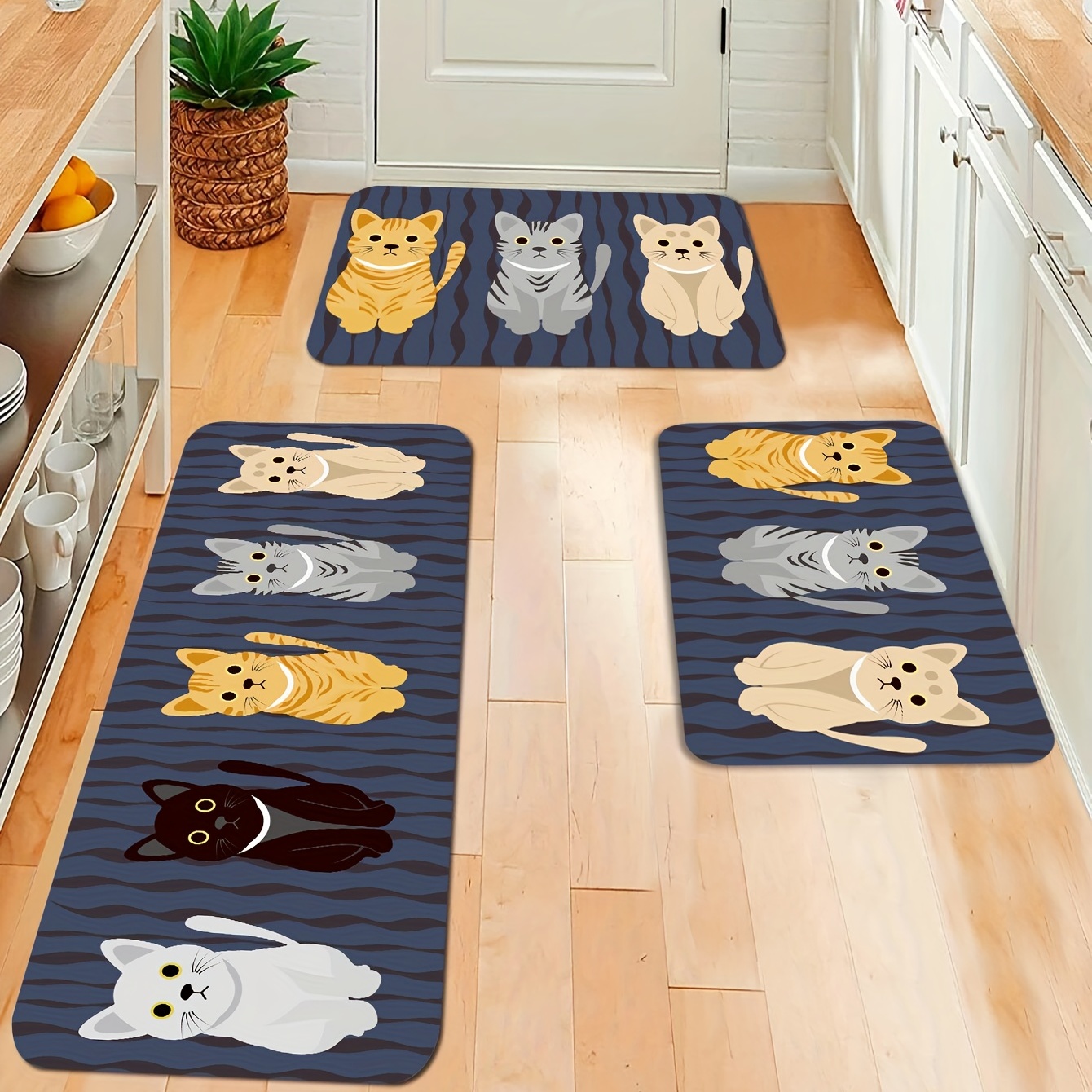 1pc Cute Cat Print Welcome Doormat, Dirt Resistant Anti-slip Floor Area  Rug, Machine Washable, Absorbent Bath Mat, Suitable For Living Room Bedroom  Ba