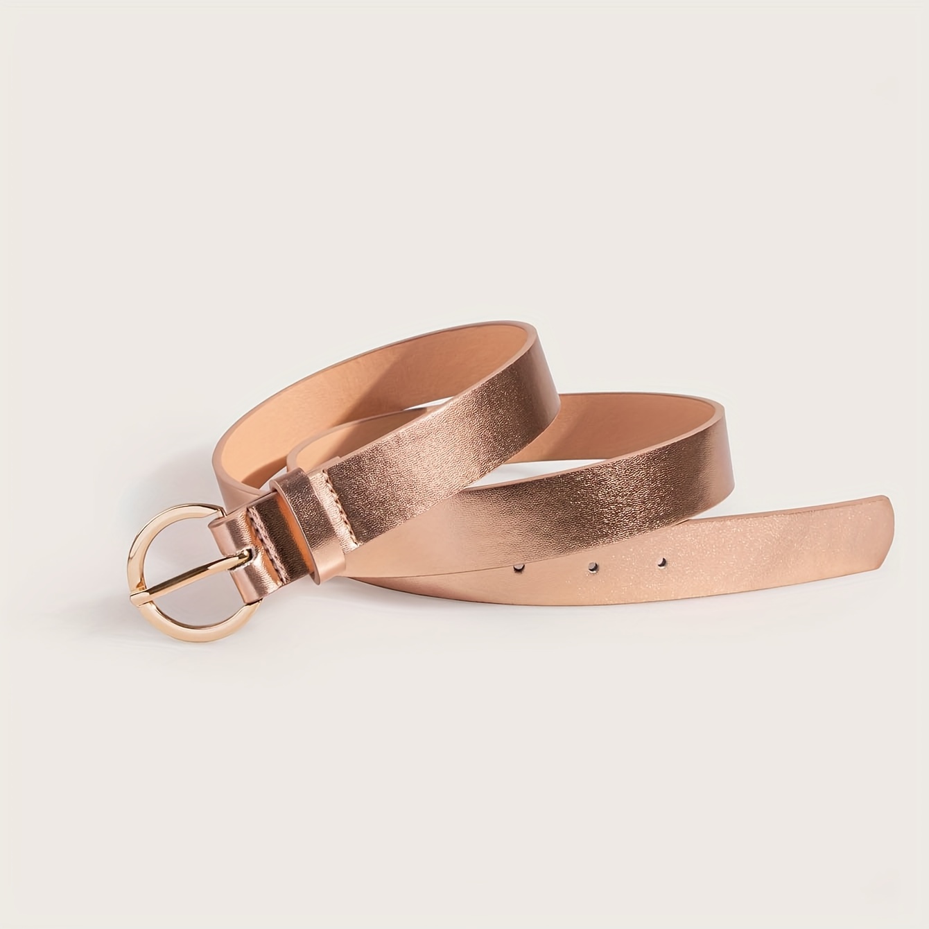 Round Buckle Faux Leather Belt