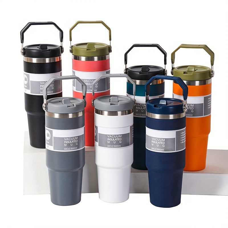 Portable Car Tumbler With Handle And Straw 304 Stainless - Temu