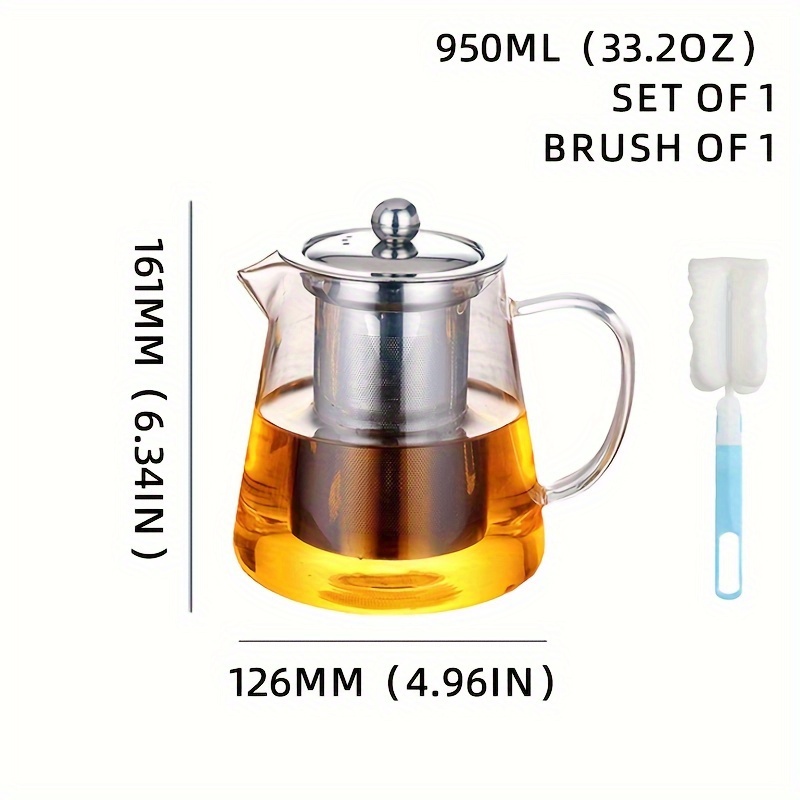 Glass Teapot, Borosilicate Clear Tea Kettle With Removable Stainless Steel  Infuser, Teapot Blooming And Loose Leaf, Tea Maker, Tea Brewer For Camping,  Travel - Temu