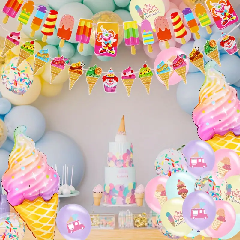 Ice Cream Party Decorations Large Balloon Summer Temu