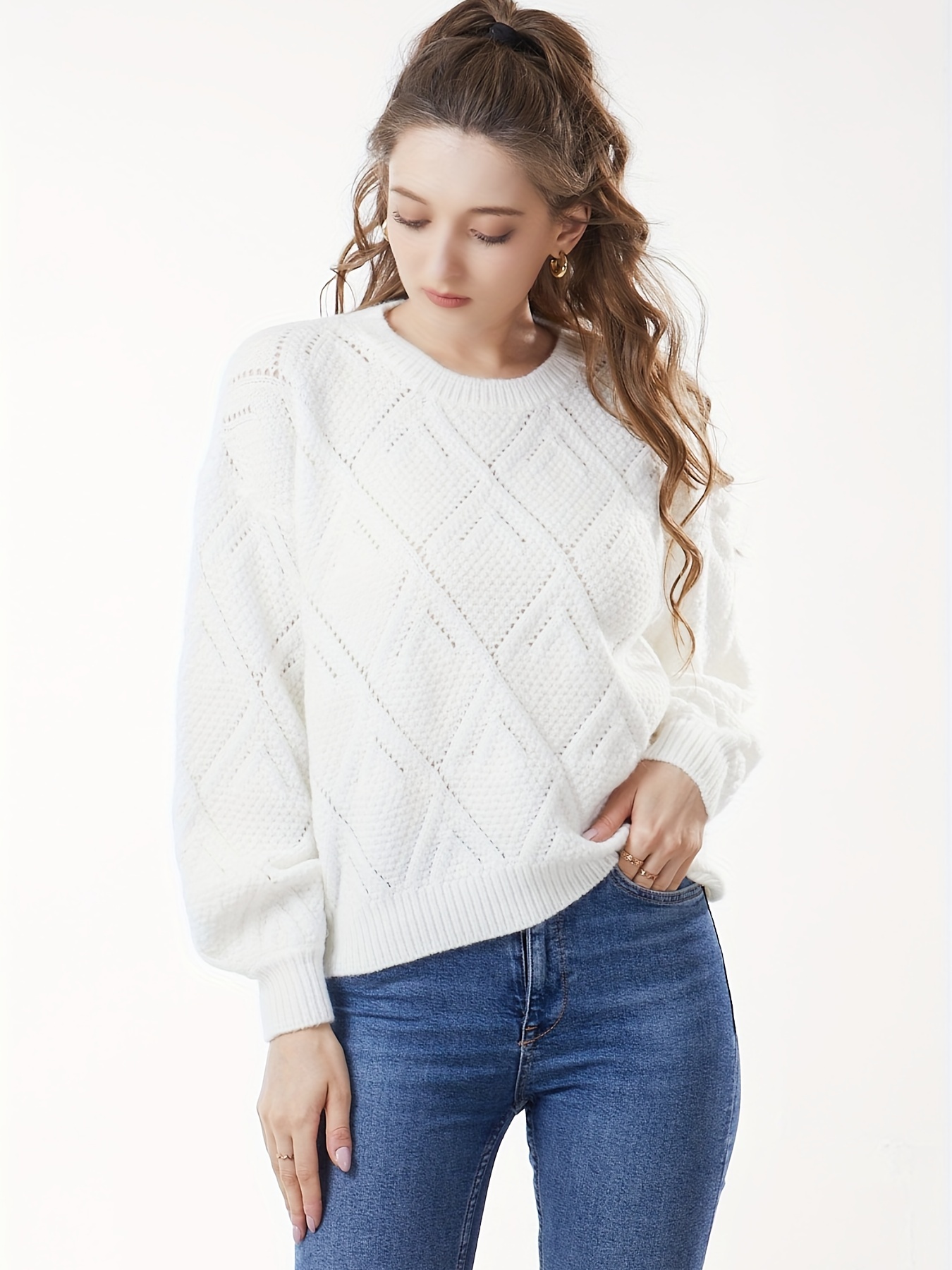 Oversized Pointelle-knit Sweater