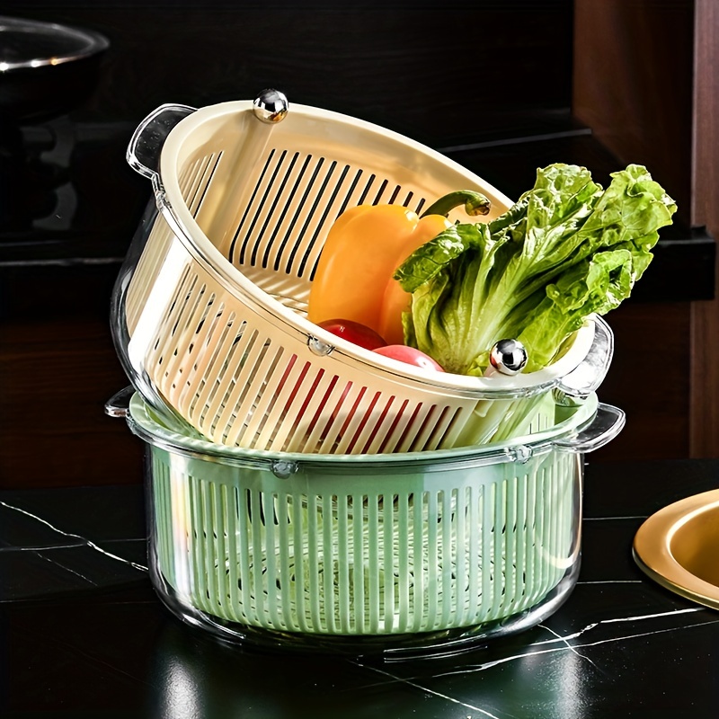 Rotating Double layer Drain Basket Kitchen Storage