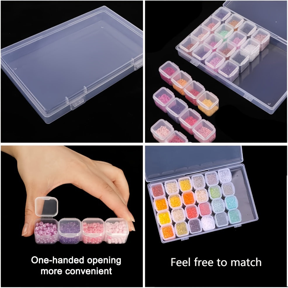 1 Pack 28 Grids Diamond Painting Box Plastic Jewelry Organizer