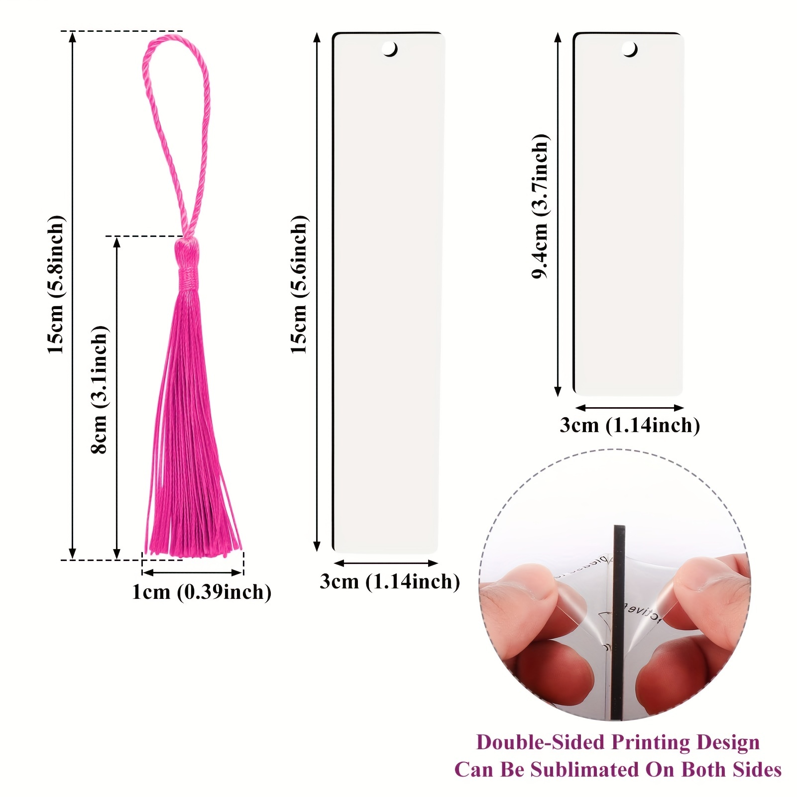 Sublimation Blank Bookmarks with 30Pcs Tassels Present Tag DIY Crafts  Reading