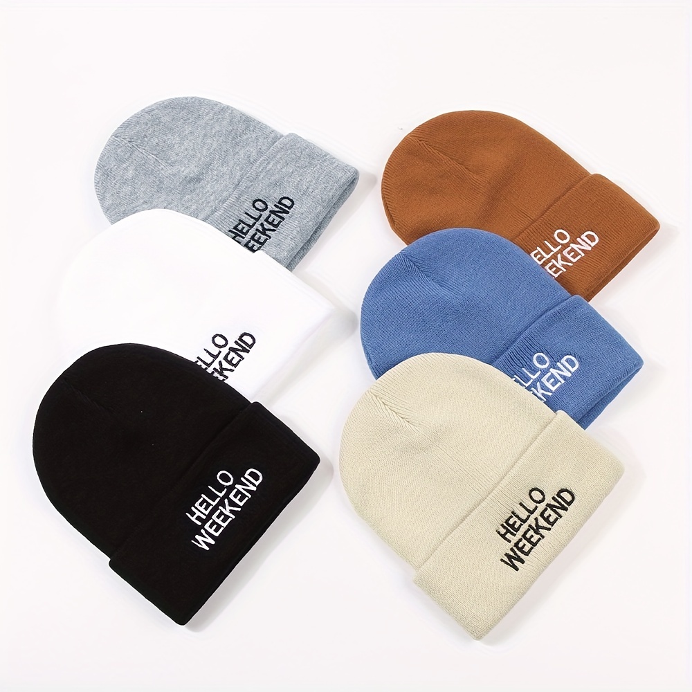 v Letter Graphic Beanie Simple Solid Color Knit Hats Hip Hop Unisex  Beanies Elastic Breathable Skull For Women & Men - Temu